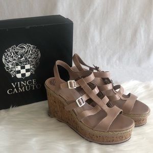 Vince Camuto Serafina Nude Open Toe Wedges